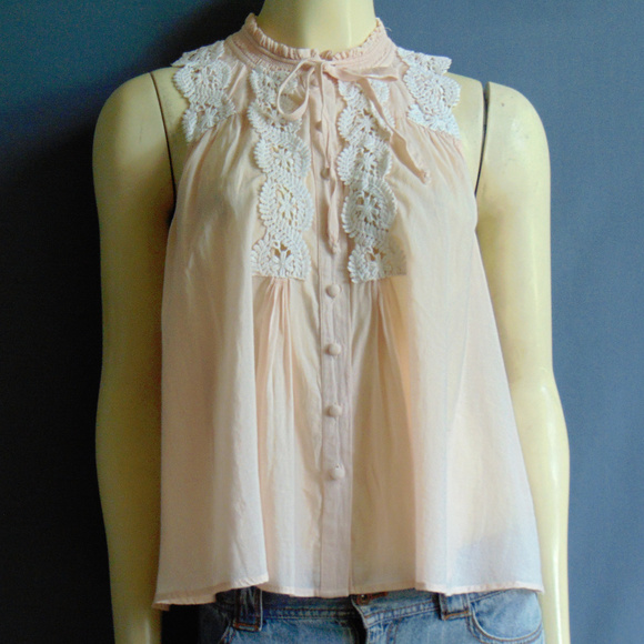Free People Tops - Free People Lace Cotton Voile A-Line Top M